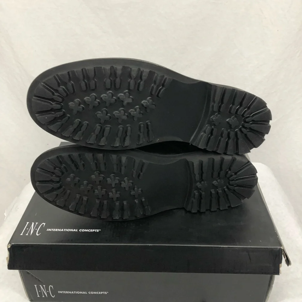 NEW INC International Concepts Leather Mens Ivan Lace Up Boots, Size 7, Black
